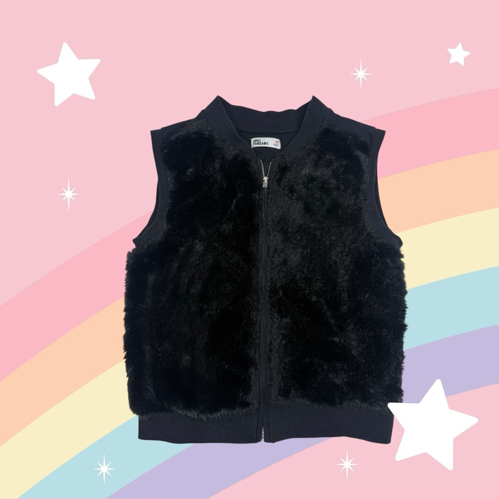 Epic Threads Black Furry Vest for Kids